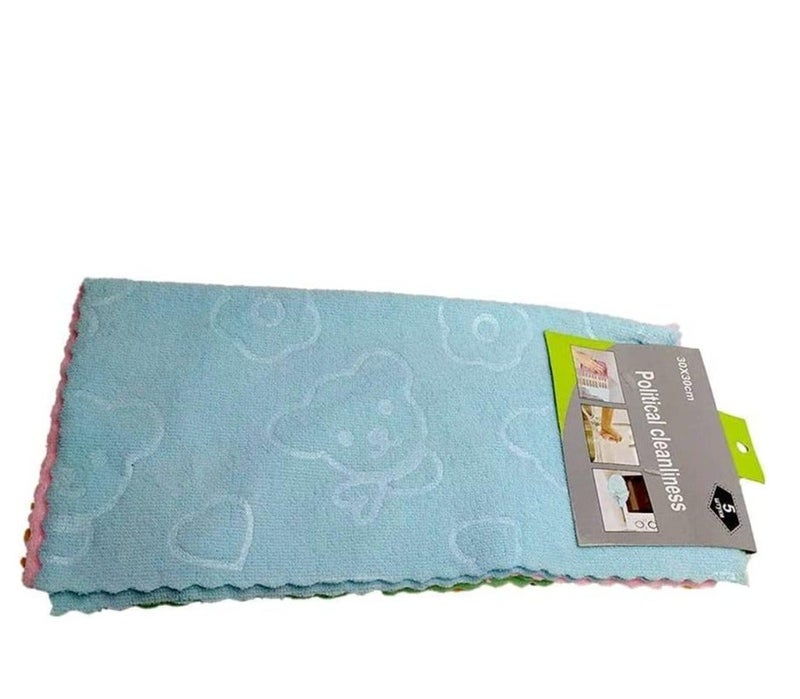 طقم فوط مطبخ من المايكروفايبر - 5 قطع، متعدد الألوان، Small، مزيج القطن - Image 2